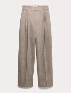 Wool Rich High Waisted Straight Leg Trousers