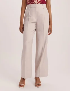 Wool Rich Pleat Front Straight Leg Trousers
