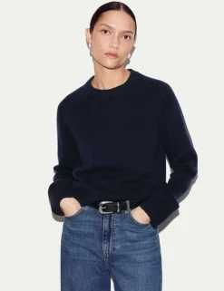 Wool Rich Saddle Crew Neck Jumper