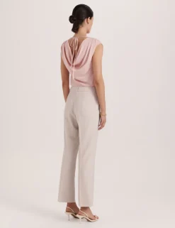 Wool Rich Straight Leg Cropped Trousers