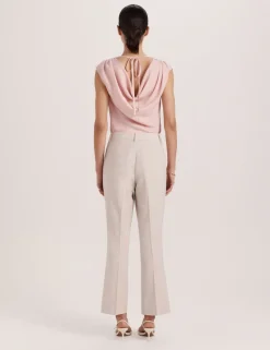 Wool Rich Straight Leg Cropped Trousers