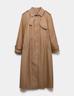 Wool Rich Twill Collared Longline Overcoat