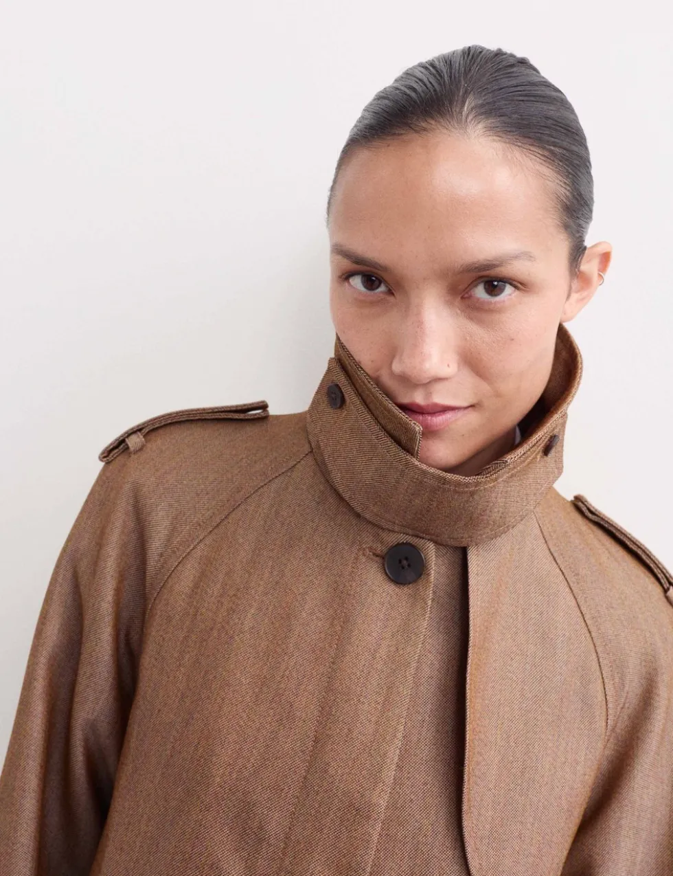 Wool Rich Twill Collared Longline Overcoat