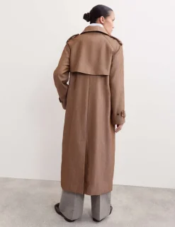Wool Rich Twill Collared Longline Overcoat