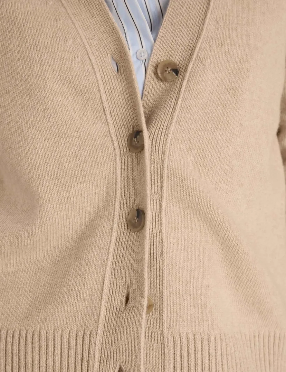 Wool Rich V-Neck Cardigan with Cashmere