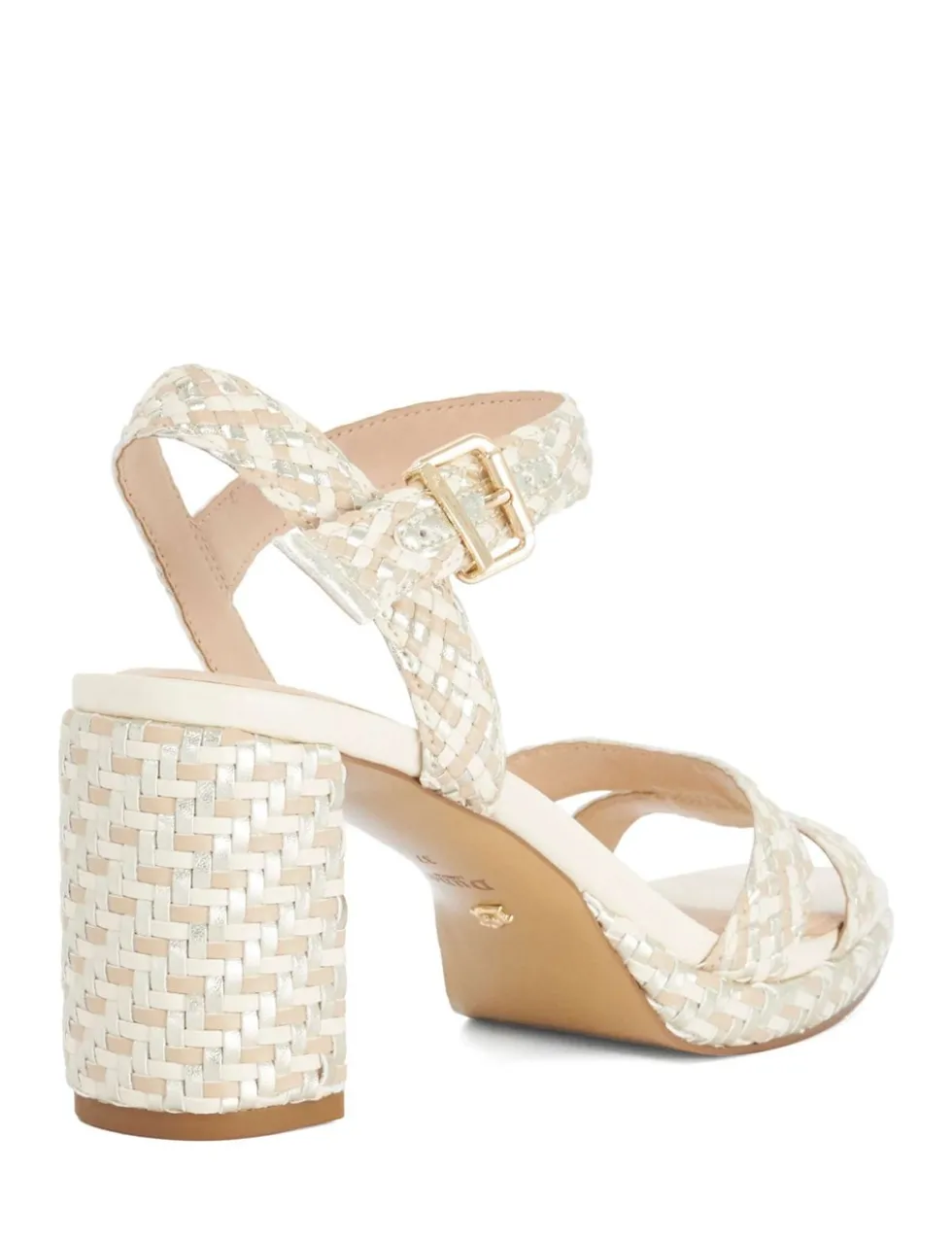 Woven Ankle Strap Block Heel Sandals