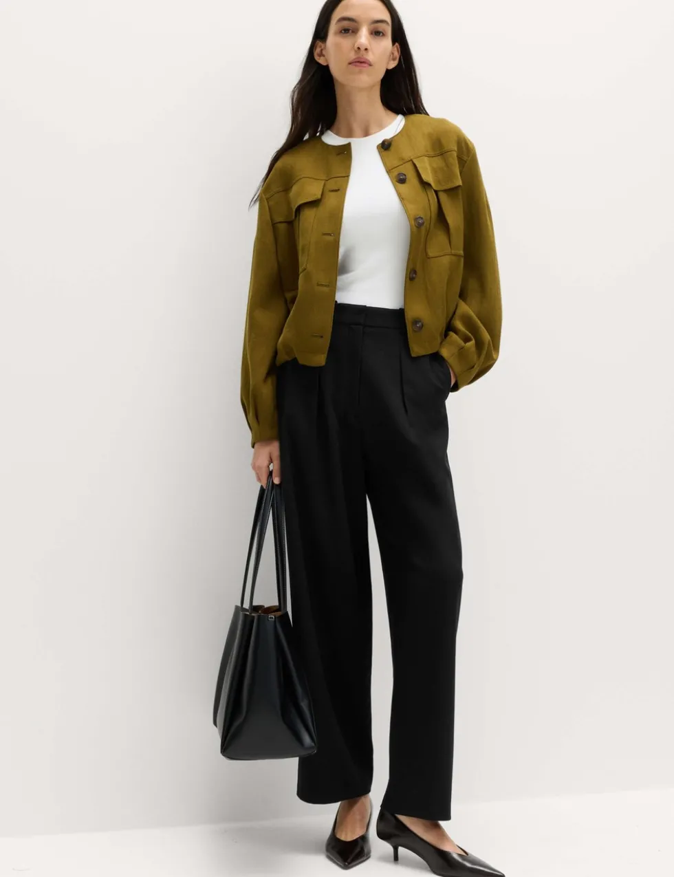 Woven Barrel Leg Trousers with Stretch