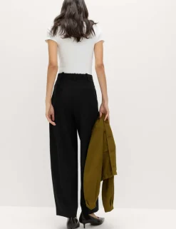 Woven Barrel Leg Trousers with Stretch