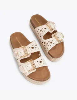 Woven Buckle Flatform Sandals
