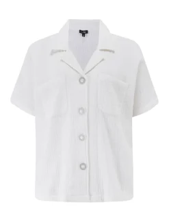 Woven Double Cloth Revere Collar Shirt and Short Pyjama Set
