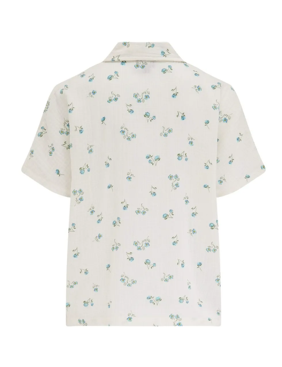Woven Double Cloth Revere Collar Shirt & Cropped Trouser Pyjama Set
