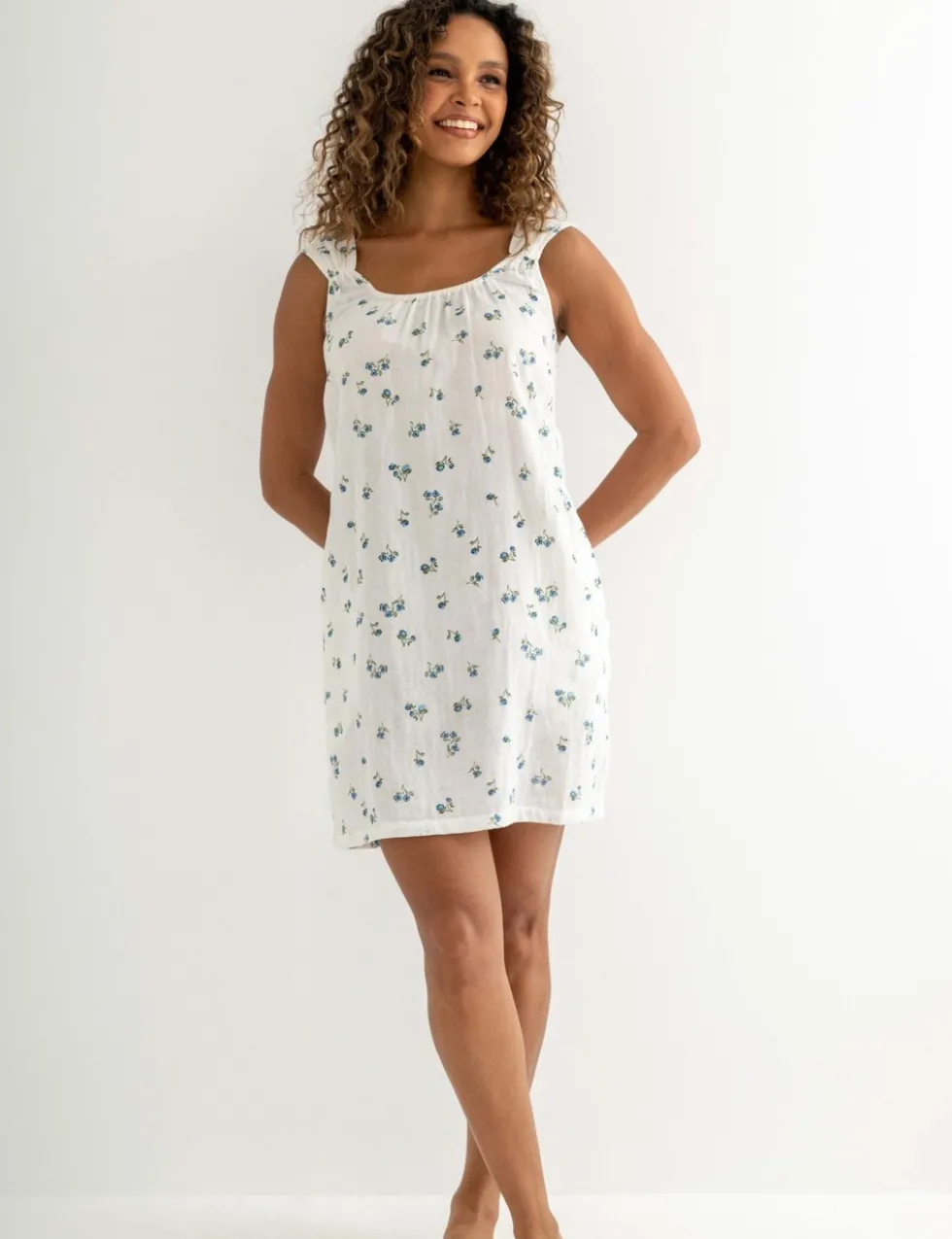 Woven Double Cloth Square Neck Chemise