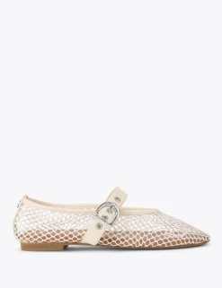 Woven Mesh Detail Flat Ballet Pumps