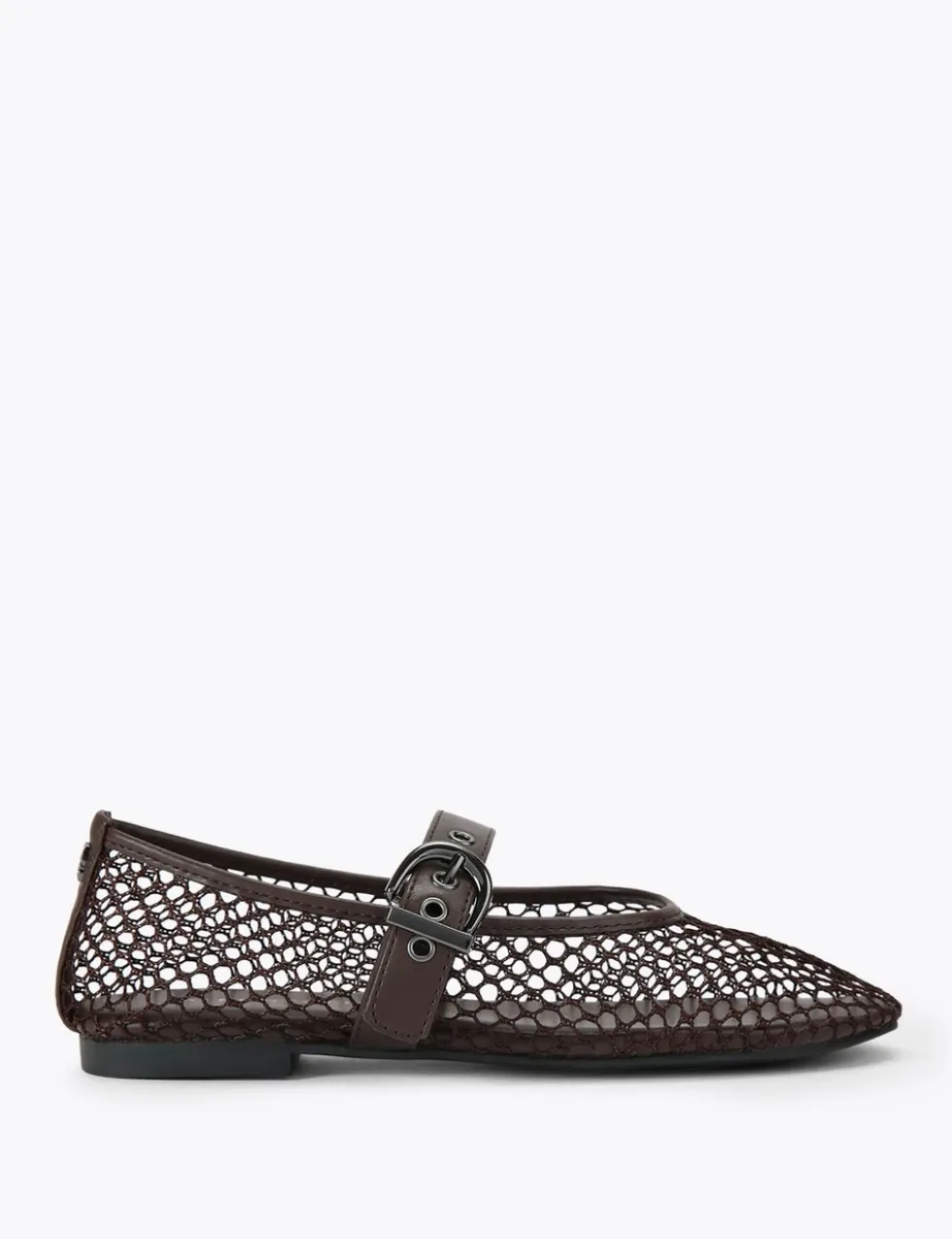 Woven Mesh Detail Flat Ballet Pumps