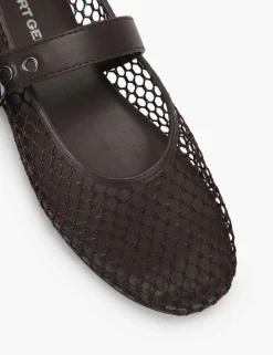 Woven Mesh Detail Flat Ballet Pumps