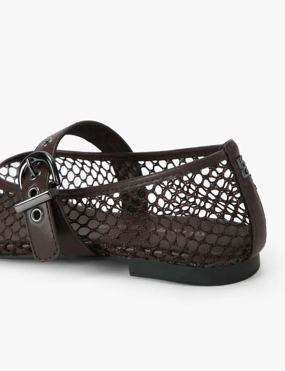 Woven Mesh Detail Flat Ballet Pumps
