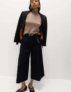 Woven Pleated Wide Leg Culottes