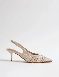 Woven Slingback Pointed Court Heels