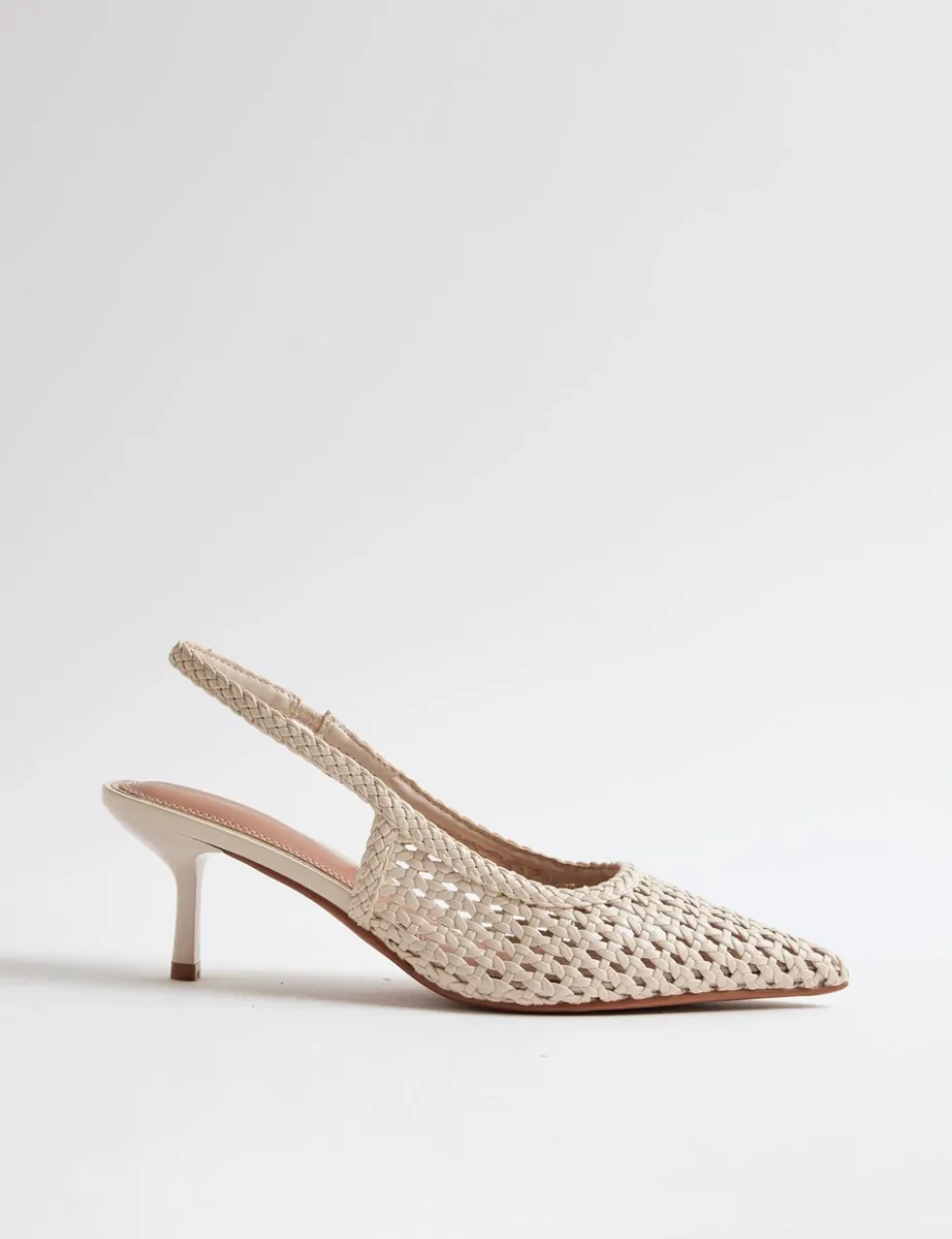 Woven Slingback Pointed Court Heels