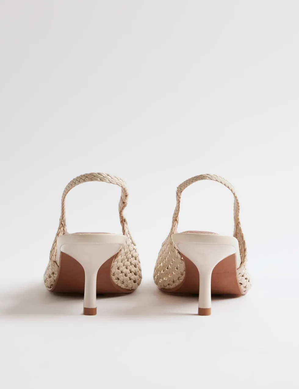 Woven Slingback Pointed Court Heels