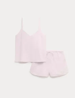 Woven Striped Cami Shortie Pyjama Set