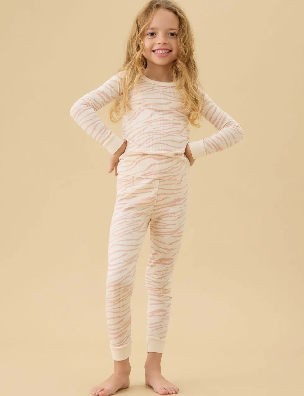 Zebra Print Ribbed Pyjamas with Cotton (6 Mths-6 Yrs)