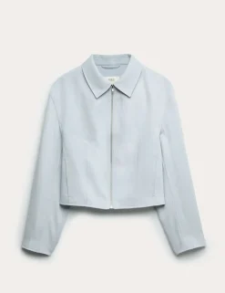Zip Through Jacket with Linen